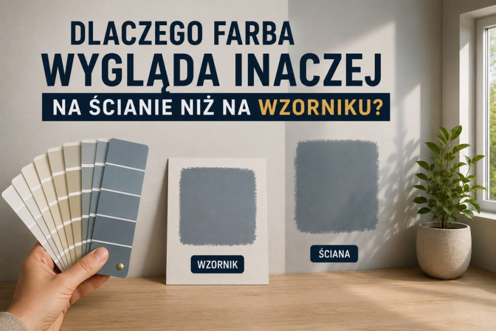 Dlaczego farba wygląda inaczej na ścianie niż na wzorniku?