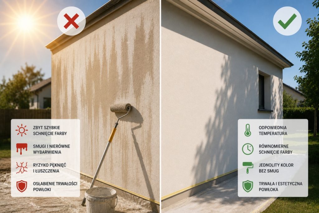 Malowanie elewacji w pełnym słońcu – jakie są konsekwencje?