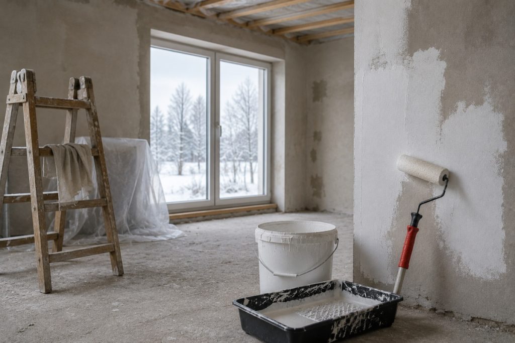 Malowanie ścian zimą w nieogrzewanym domu